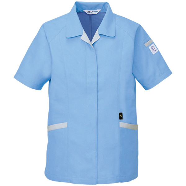 自重堂　制服百科　エコ低発塵製品制電半袖スモック　サックス　Ｓ　84335（直送品）