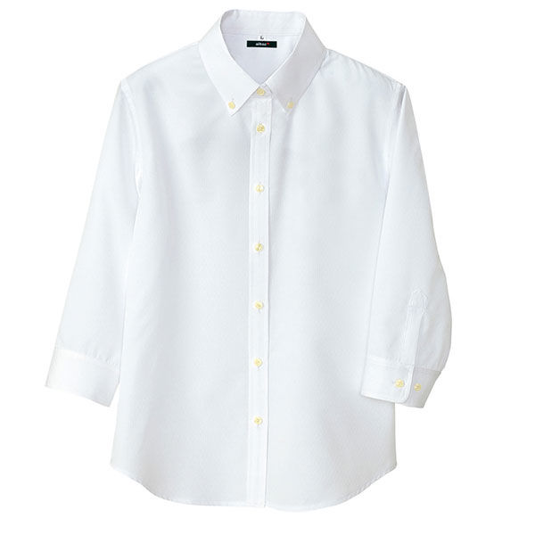 アイトス レディース七分袖ボタンダウンシャツ ホワイト M AZ-8057-001 1着（直送品）