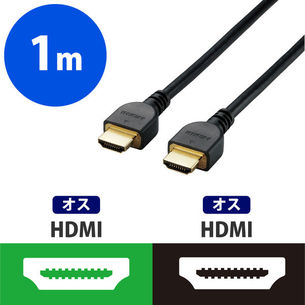 HDMIケーブル 1m 4K対応 コンパクト ハイスピード ブラック DH-HD14E10/RS エレコム 1本