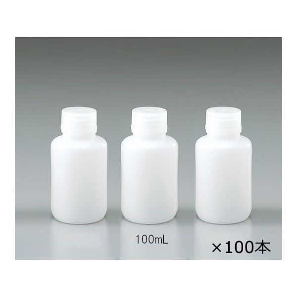 アズワン 細口瓶 HDPE製 100mL 100本(ケース販売) 1-4657-73 1箱(100本)（直送品）