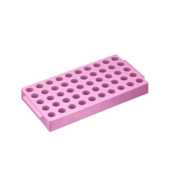 アズワン クライオバイアル用ラック 50本収納 100×200×25mm ピンク 1箱(4個入) T315-10 1箱(4個)（直送品）