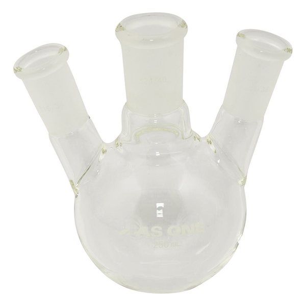 アズワン 三つ口フラスコ 250 側管摺合 19/38 FG3-0252440-2 1個 3-6523-02（直送品）