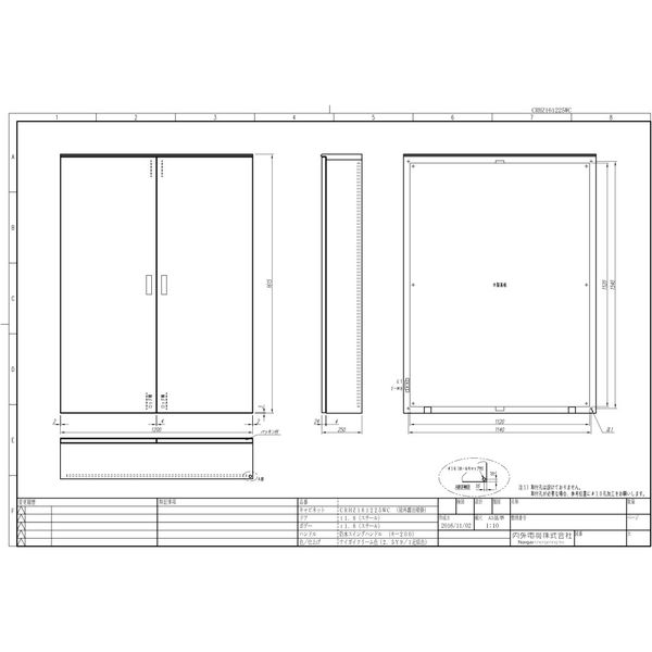 内外電機 制御盤キャビネット CRHZ161225WC 1個（直送品）