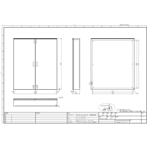 内外電機 制御盤キャビネット CRHZ141220SC 1個（直送品）