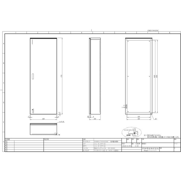 内外電機 制御盤キャビネット CRHZ176025SC 1個（直送品）