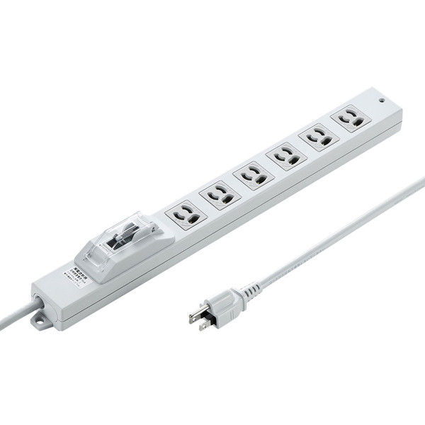 サンワサプライ　漏電ブレーカータップ　3P/6個口/1m/一括集中スイッチ付/抜け止め機能/ブレーカー機能/RoHS指令対応　TAP-BR36L-1（直送品）