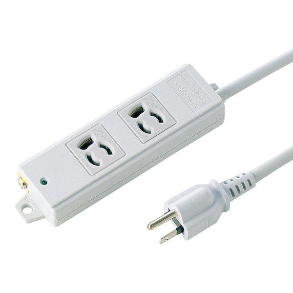 延長コード 電源タップ 3m 3P（ピン） 2個口 マグネット ライトグレー TAP-KE2-3 サンワサプライ 1個（直送品）
