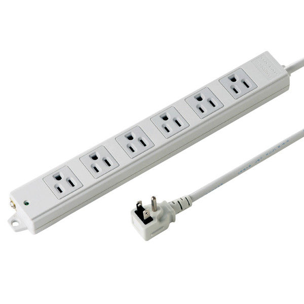 サンワサプライ 工事物件タップ ホワイト エコケーブル採用マグネット付L型プラグRoHS指令対応 3P式 6個口 5m TAP-KE6NL-5 1個（直送品）