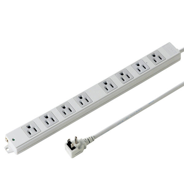 サンワサプライ 工事物件タップ ホワイト エコケーブル採用マグネット付L型プラグRoHS指令対応 3P式 8個口 5m TAP-KE8NL-5 1個（直送品）