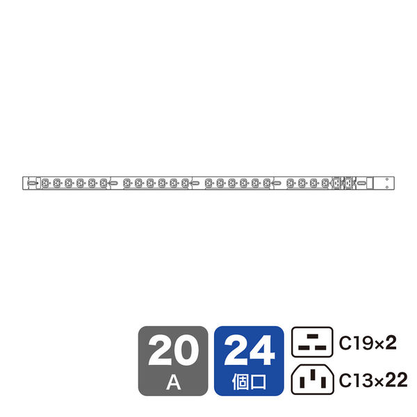 サンワサプライ 19インチサーバーラック用コンセント 200V（20A） TAP-SV22024C19（直送品）