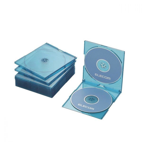 エレコム（ELECOM） Blu-ray対応スリムケース（PS/2枚） 透明青 CCD-JSCSW10CBU 1パック（10枚入）