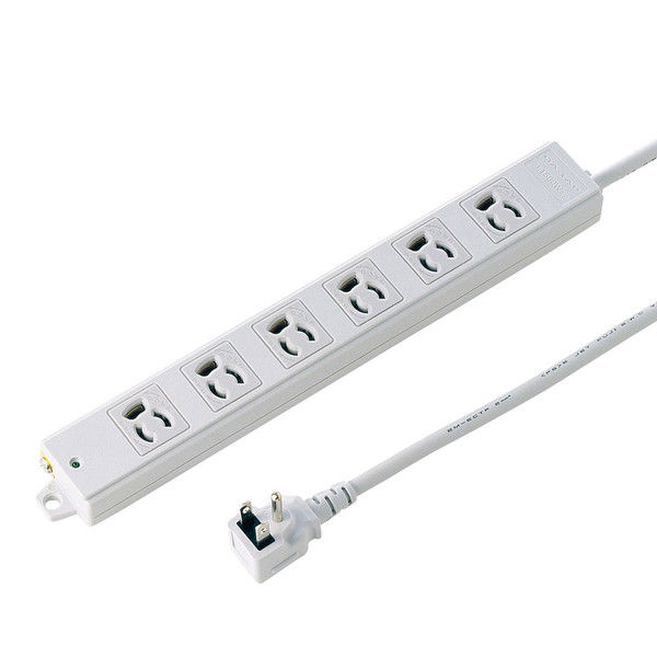 延長コード 電源タップ 1m 3P（ピン） 6個口 マグネット ライトグレー TAP-KE6L-1 サンワサプライ 1個（直送品）