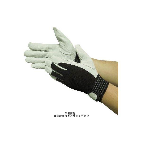 ユニワールド 豚本革手袋(袖口マジックタイプ) 革手工房 豚スエード 背抜き当付マジック M 310-M 1双 819-0571（直送品）