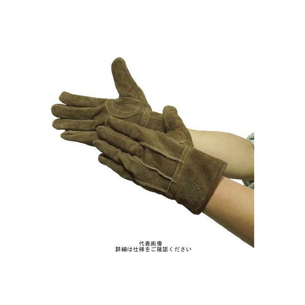 ユニワールド 牛床革オイル加工手袋(袖なしタイプ) 革手工房 A級オイル牛床革 背縫い ブラウン M KS445-M 1双 819-0524（直送品）