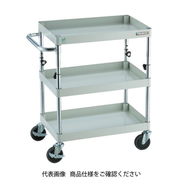 TRUSCO ツールワゴン フェニックスワゴン 省音 750X500XH700~950 3段 ヤンググリーン PEW-A773-YG 1台（直送品）