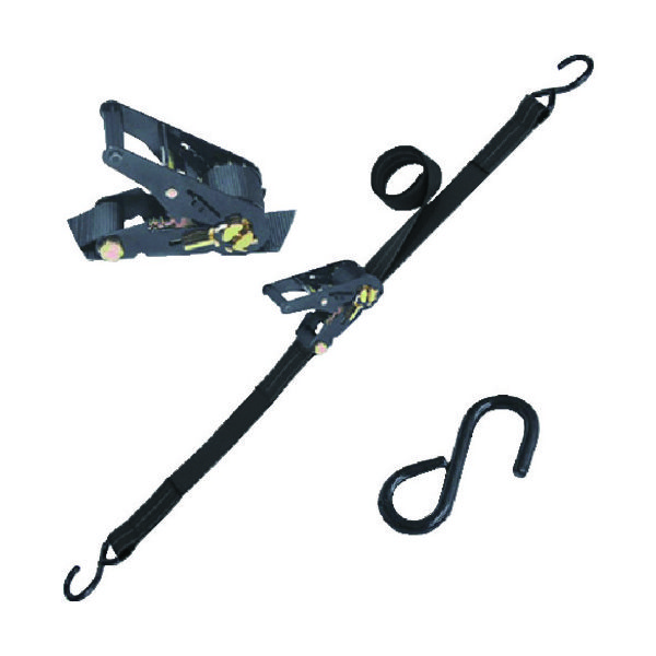 シライ ベルトラッシング(ラチェットバックル式) ベルタイト[[R上]] 黒 端末金具付き オープンフック付 RK25MB4.5OH100（直送品）