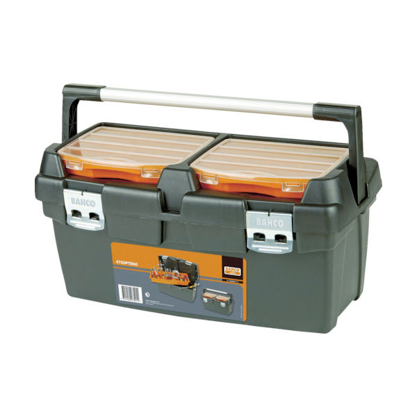 バーコ 樹脂製工具箱 ヘビーデューティー仕様プラスチックボックス 外形寸法600×295×305mm 黒/オレンジ 4750PTB60 1個（直送品）