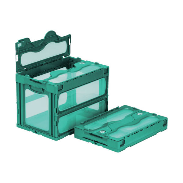 三甲 サンコー フタ一体型折りたたみコンテナー 559230 マドコンCー60Bグリーン SKO-C-60B-GR 1個 795-8722（直送品）