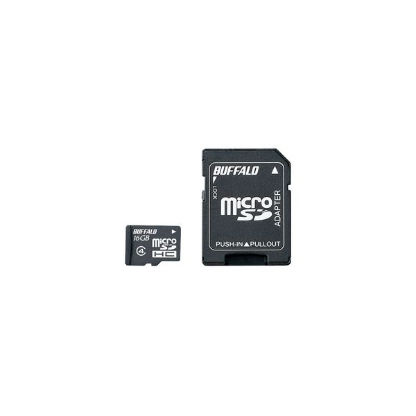 バッファロー 防水仕様　Ｃｌａｓｓ４対応　ｍｉｃｒｏＳＤＨＣカード　ＳＤ変換アダプター付モデル　１６ＧＢ RMSD-BS16GAB 1台（直送品）