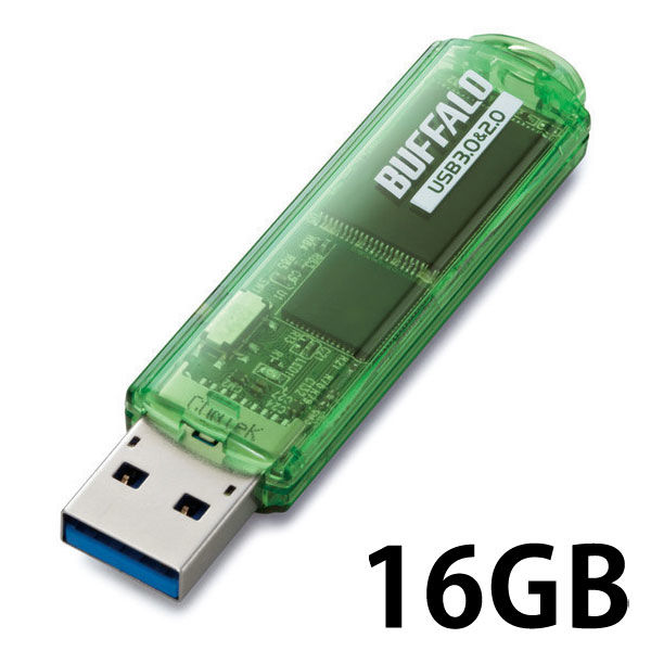 BUFFALO USB3.0対応 USBメモリ スタンダード 16GB グリーン RUF3-C16GA