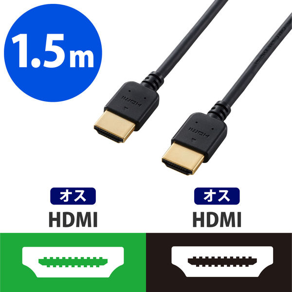 エレコム HDMIケーブル/イーサネット対応/ヤワラカ/1.5m DH-HD14EY15BK 1個
