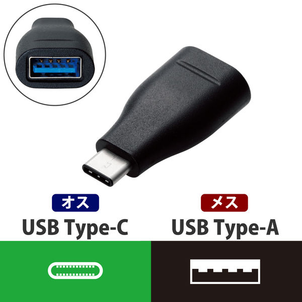 エレコム スマホ用USB変換アダプタ/USB(Aメス)-USB(Cオス)/黒 MPA