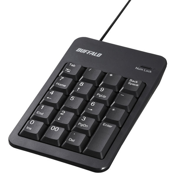 バッファロー 有線テンキーボード Tabキー付き ブラック BSTK100BK 1台（直送品）