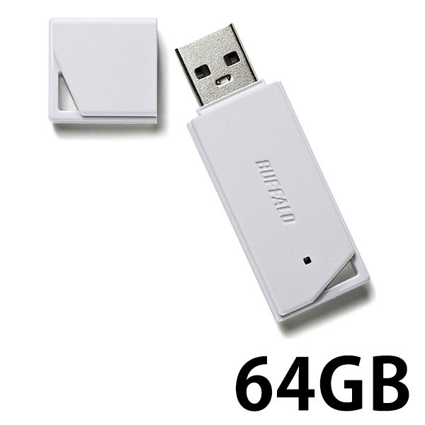 バッファロー ＵＳＢ２．０　どっちもＵＳＢメモリー　６４ＧＢ　ホワイト RUF2-KR64GA-WH 1台（直送品）