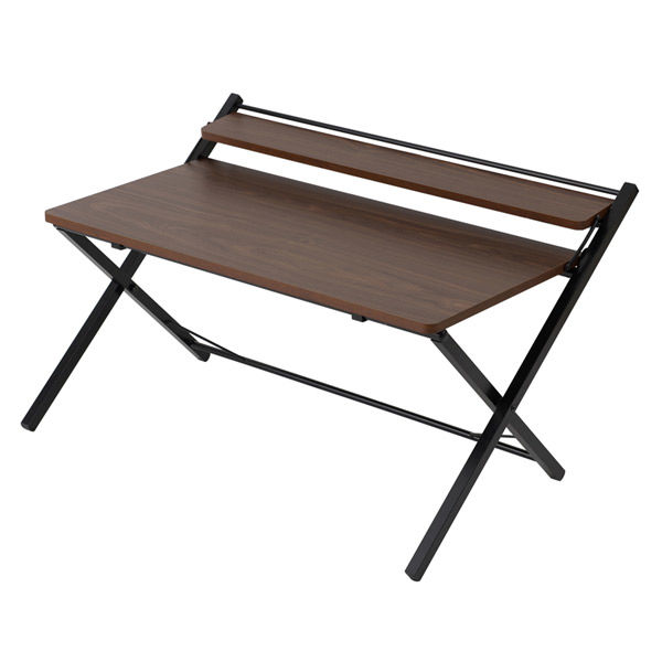 永井興産 棚付折りたたみワークデスク ロータイプ 幅845×奥行560×高さ470mm ブラウン NK-566BR-2 1セット(2台入)（直送品） 15,312円