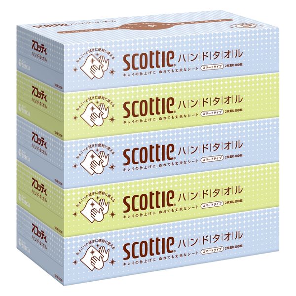ペーパータオル 100組（5個入）スコッティ ハンドタオル スマートタイプ 1パック（5個） 日本製紙クレシア