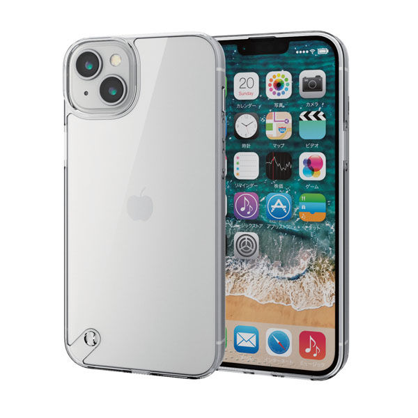 iPhone14 Plus ケース カバー ハイブリッド 超衝撃吸収 スリム ストラップホール付 クリア エレコム 1個（直送品）