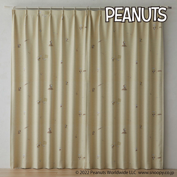 スミノエ PEANUTS セミオーダー カーテン ベストフォーメーション 2400×1100mm ベージュ １セット(2枚入)（直送品）