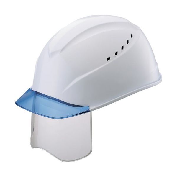谷沢製作所 タニザワ エアライトS搭載ヘルメット(ブルー透明ひさし・溝・通気孔・シールド付) 白色 1230VJ-SH-V5-W3-J 1個（直送品）