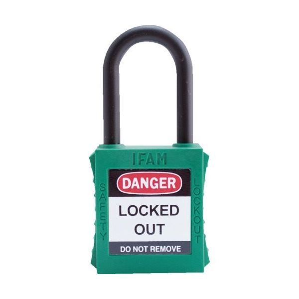IFAM ロックアウト用南京錠 ナイロン製シャックル 緑 044840 1個 386-0960（直送品）