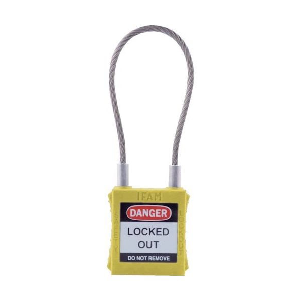 IFAM ロックアウト用南京錠 スチールケーブル製シャックル 黄 044952 1個 385-7037（直送品）