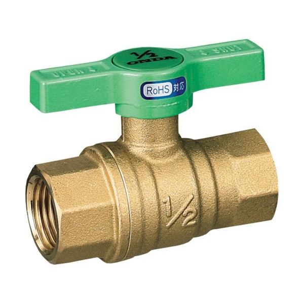 オンダ製作所 FF型(フルボール) RoHS指令対応 Rc1×Rc1 グリーンTハンドル G-FF-T25 1個 266-8916（直送品）