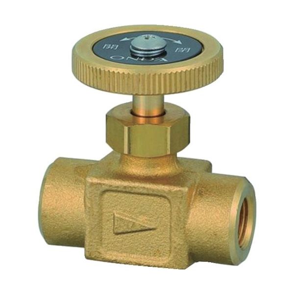 オンダ製作所 ストレートミニチュアバルブ Rc1/4×Rc1/4 黄銅ハンドル OMV-960-3 1個 267-2088（直送品）