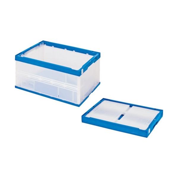 積水テクノ成型 積水 折りたたみコンテナ エコタイプ フタ無し 透明×ダークブルー 50リットル 透明青 STS5DB TMB 1個（直送品）