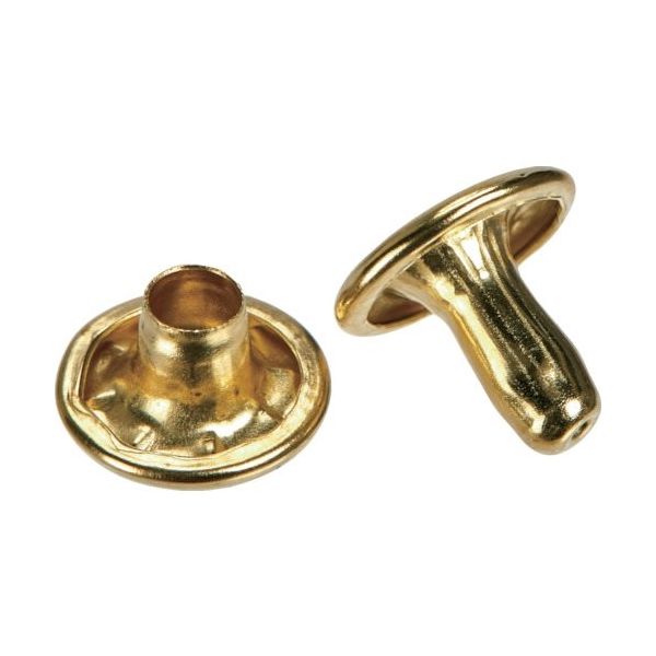 TRUSCO 大カシメ スチール 真鍮メッキ 9mm 足長11.5mm 30組入 (ブリスターパック入) P-THP-CB11.5（直送品）