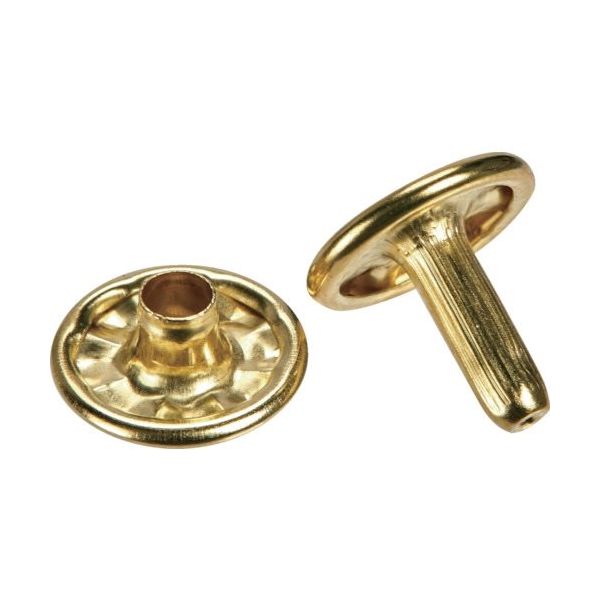 TRUSCO 特大カシメ スチール 真鍮メッキ 13mm 20組入 (ブリスターパック入) P-THP-TCB 1パック(20組)（直送品）