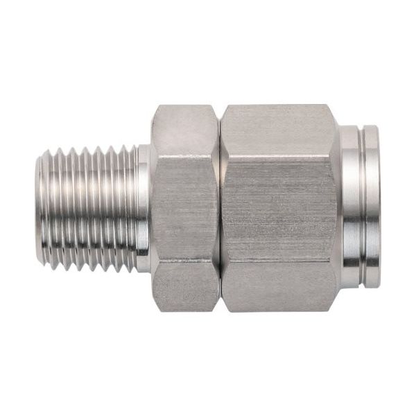 潤工社 ステンレス継手 ニップル（インチ系列） 6.35×4.57mm N-1/4-PT3/8-SUS 383-2063（直送品）