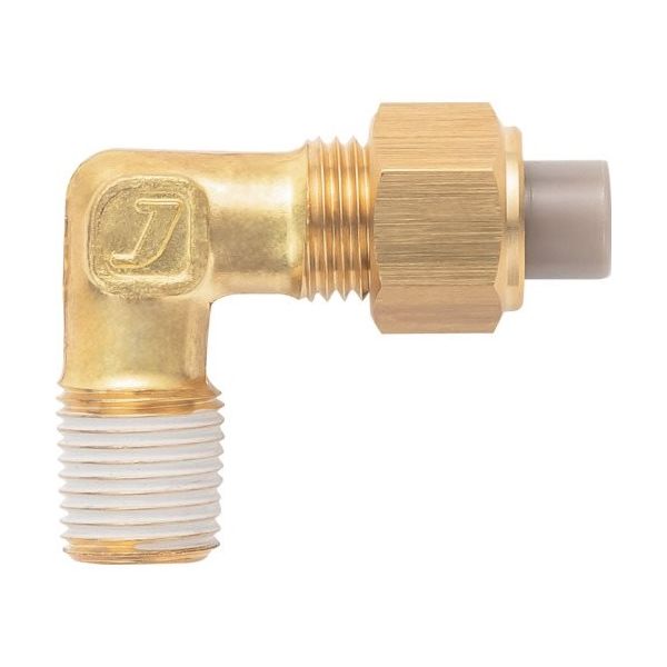潤工社 黄銅製継手(ミリ系列) エルボ 12×8mm PT1/8 PL-12X8-PT1/8-BS 1個 384-0917（直送品）