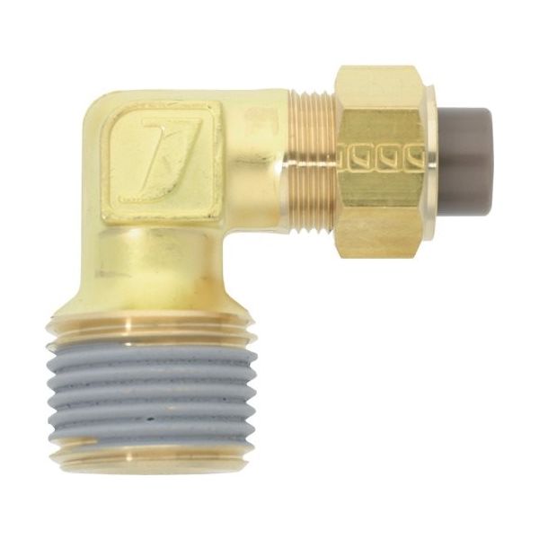 潤工社 黄銅製継手(ミリ系列) エルボ 10×7.5mm PT1/2 PL-10X7.5-PT1/2-BS 1個 384-0888（直送品）