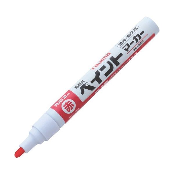 TJMデザイン タジマ 高耐久ペイントマーカー 赤 中字・丸芯 KPEM-RED 1本 266-8975（直送品）