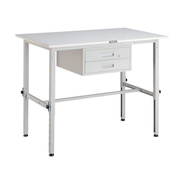 TRUSCO AEM型高さ調節作業台 1200X750XH650ー950 2段引出付 ホワイト色 AEM-1200F2 W 1台（直送品）