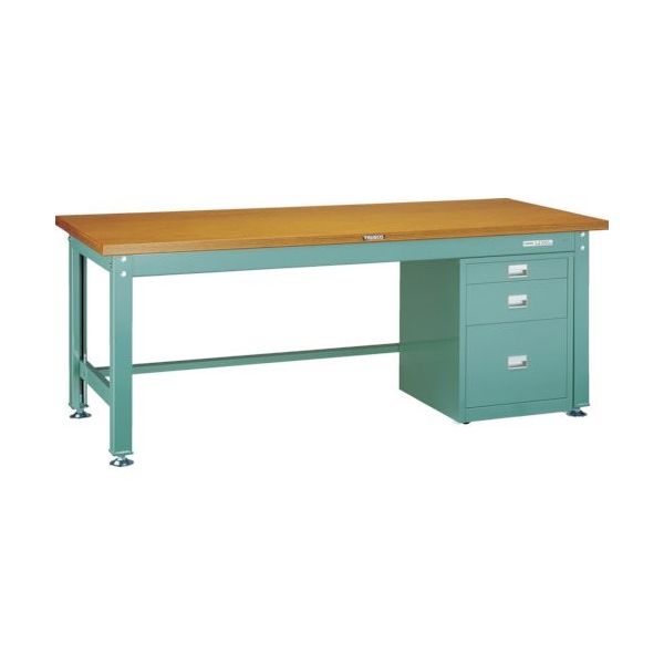 TRUSCO 中荷重作業台(2000kg)DW型 1500X750XH740 3段ワゴン付 グリーン色 DW-1500UDC111 1台（直送品）