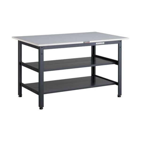 TRUSCO 軽荷重作業台(400kg)LEW型 1200X750XH740 全面棚2段付 ダークグレー色 LEWR-1200LTW 1台（直送品）