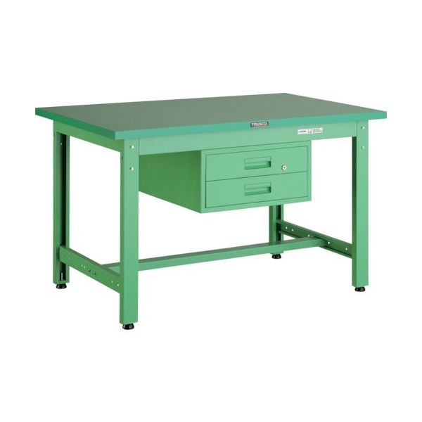TRUSCO 中荷重作業台(800kg)GW型 1200X750XH740 2段引出付 ヤンググリーン色 GWP-1275F2 YG 1台（直送品）