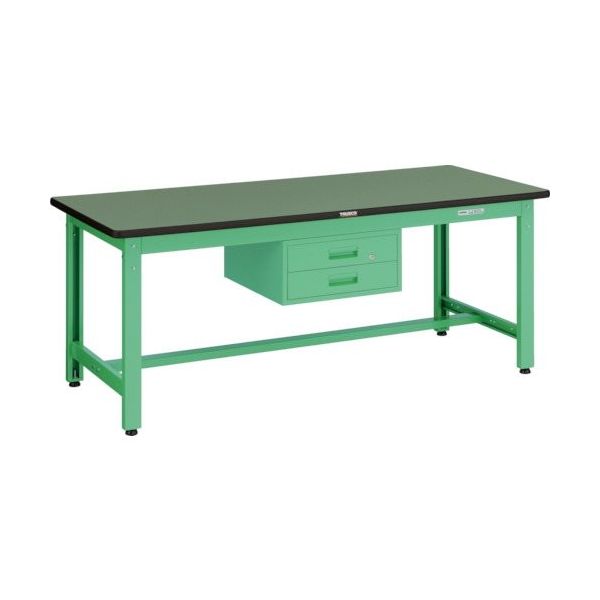 TRUSCO 中荷重作業台(800kg)GW型 1500X750XH740 2段引出付 ヤンググリーン色 GWP-1575F2 YG 1台（直送品）