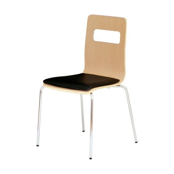 トラスコ中山 TRUSCO 木目調チェア ナチュラル×シルバー ブラッククッション RLESBK-NS 1脚 390-2246（直送品）